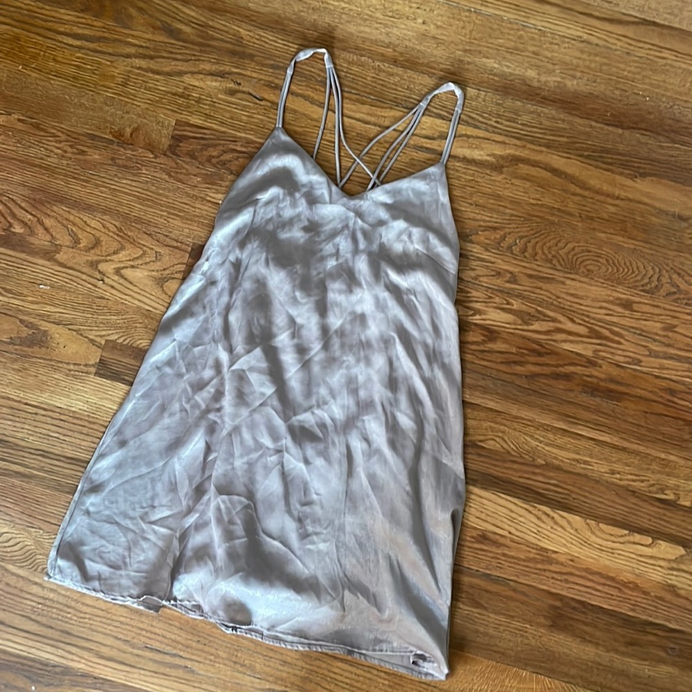 Silky metallic strap dress